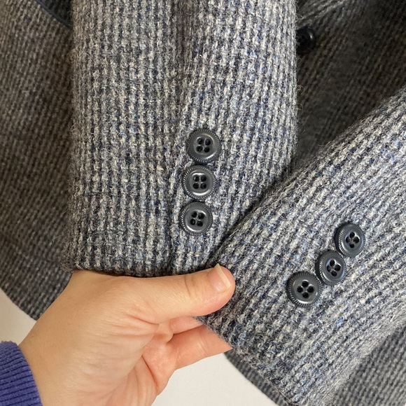 Vintage Harris Tweed Sport Coat Mens 44S Grey Blue Wool Retro Blazer Jacket - Picture 9 of 15